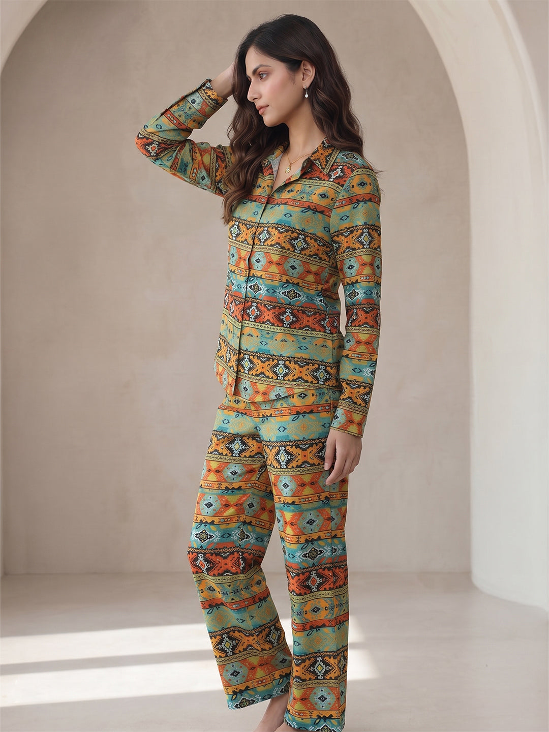 VORA LABEL Women Viscose Rayon Floral Printed Regular Fit Co-ord Set - Green