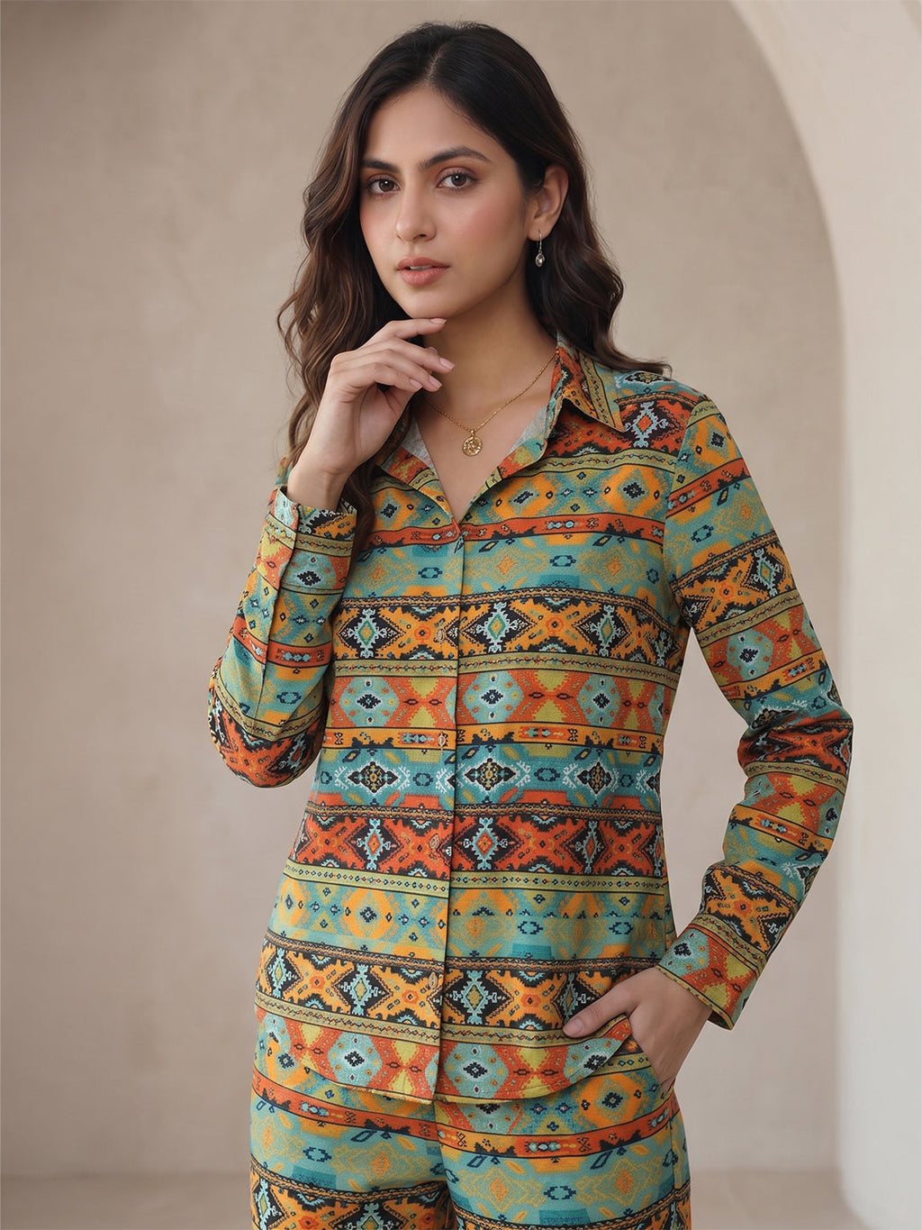VORA LABEL Women Viscose Rayon Floral Printed Regular Fit Co-ord Set - Green