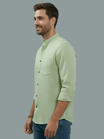 VORA LABEL Men Cotton Regular Fit Mandarin Collar Casual Shirt - Pink