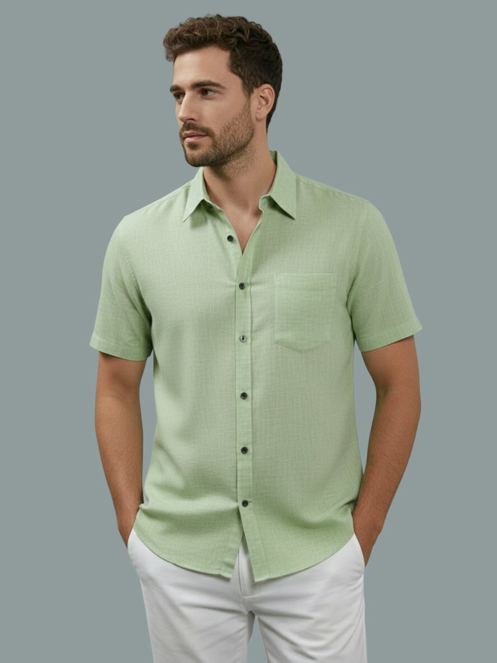 VORA LABEL Men Cotton Regular Fit Spread Collar Casual Shirt - Yellow