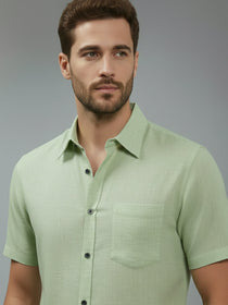 VORA LABEL Men Cotton Regular Fit Spread Collar Casual Shirt - Yellow