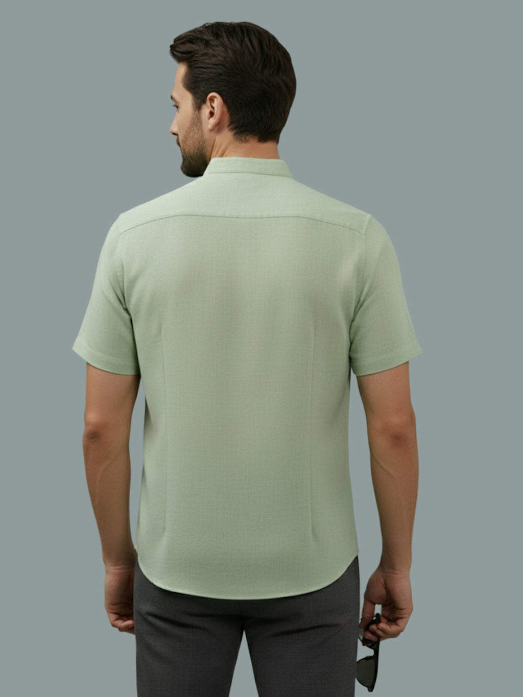 VORA LABEL Men Cotton Regular Fit Mandarin Collar Casual Shirt - White