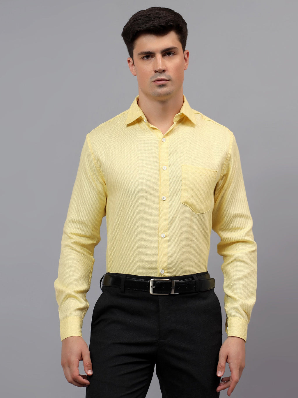 VORA LABEL Men Cotton Solid Regular Fit Casual Shirt - Black
