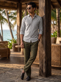 VORA LABEL Men Cotton Solid Regular Fit Casual Shirt - Gray