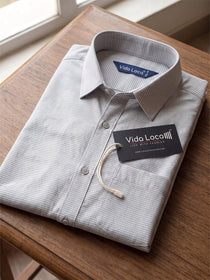 VORA LABEL Men Cotton Solid Regular Fit Casual Shirt - Gray