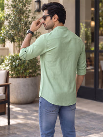 VORA LABEL Men’s Cotton Blend Solid Kurta | Mandarin Collar Full Sleeve Kurta | Casual & Festive Wear