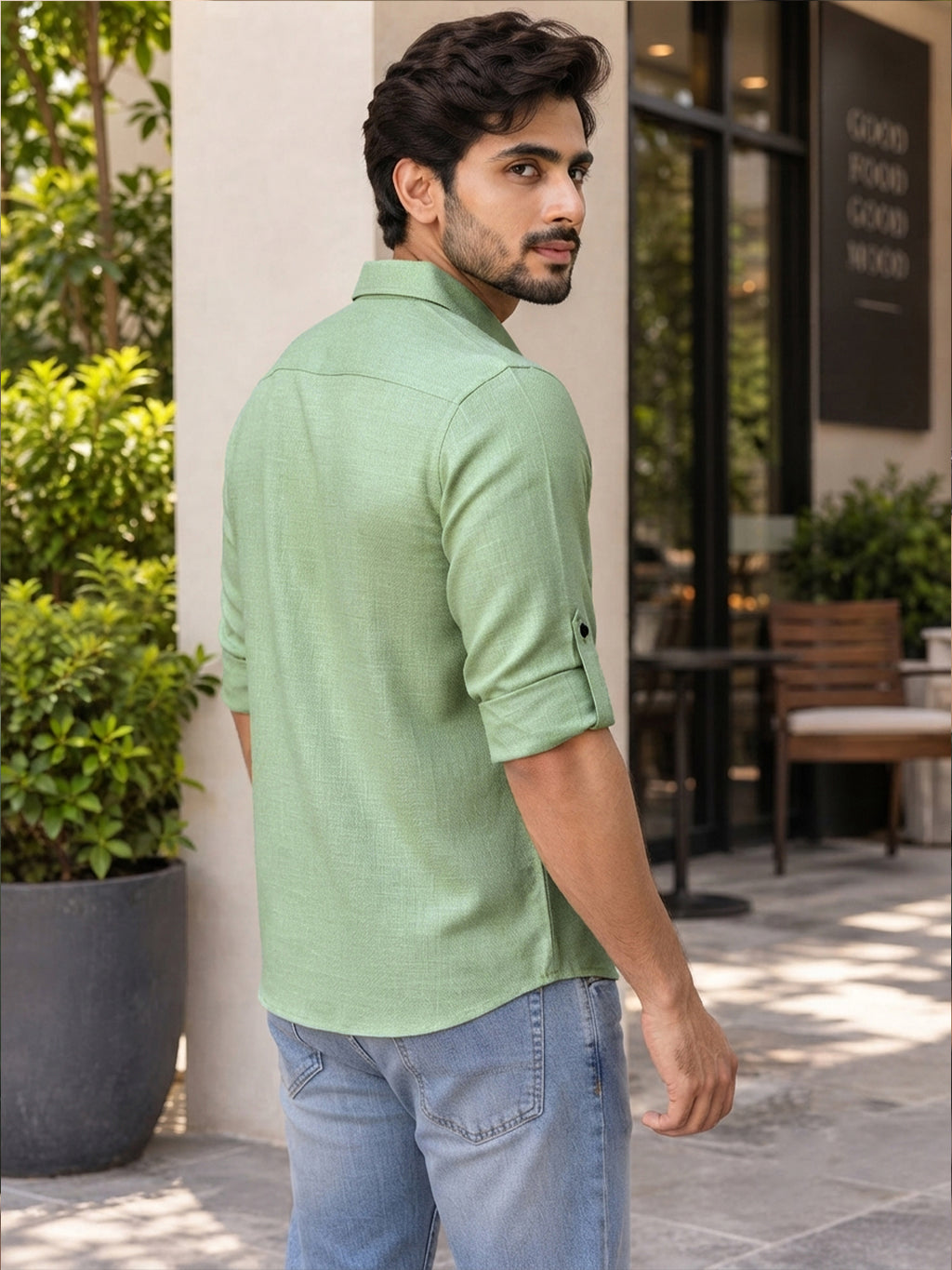 VORA LABEL Men’s Cotton Blend Solid Kurta | Mandarin Collar Full Sleeve Kurta with Pocket | Casual & Festive Wear