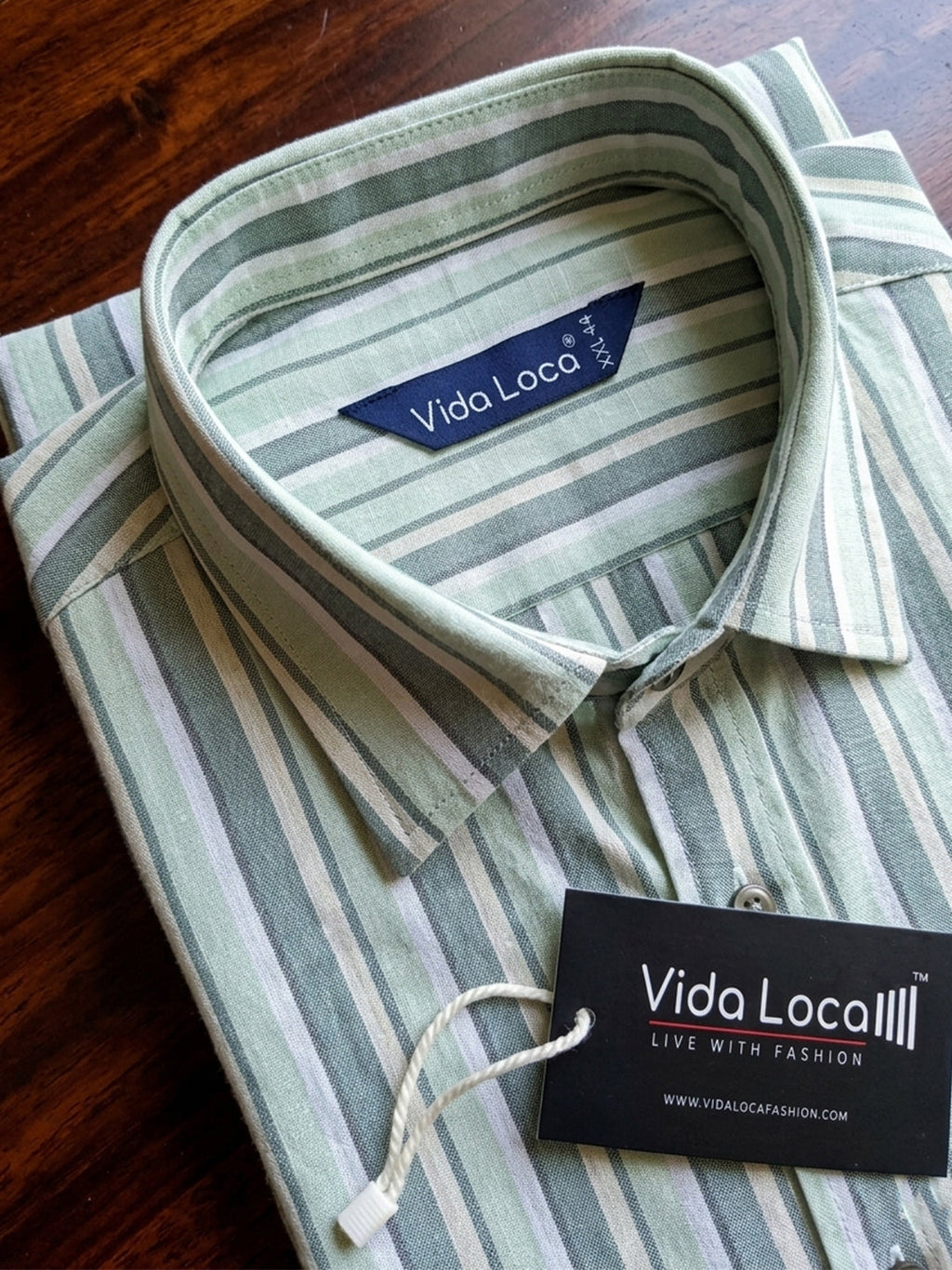 VORA LABEL Men Cotton Striped Regular Fit Casual Shirt - Light Green