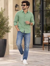 VORA LABEL Men’s Solid Cotton Blend Shirt | Full Sleeve Casual & Formal Shirt