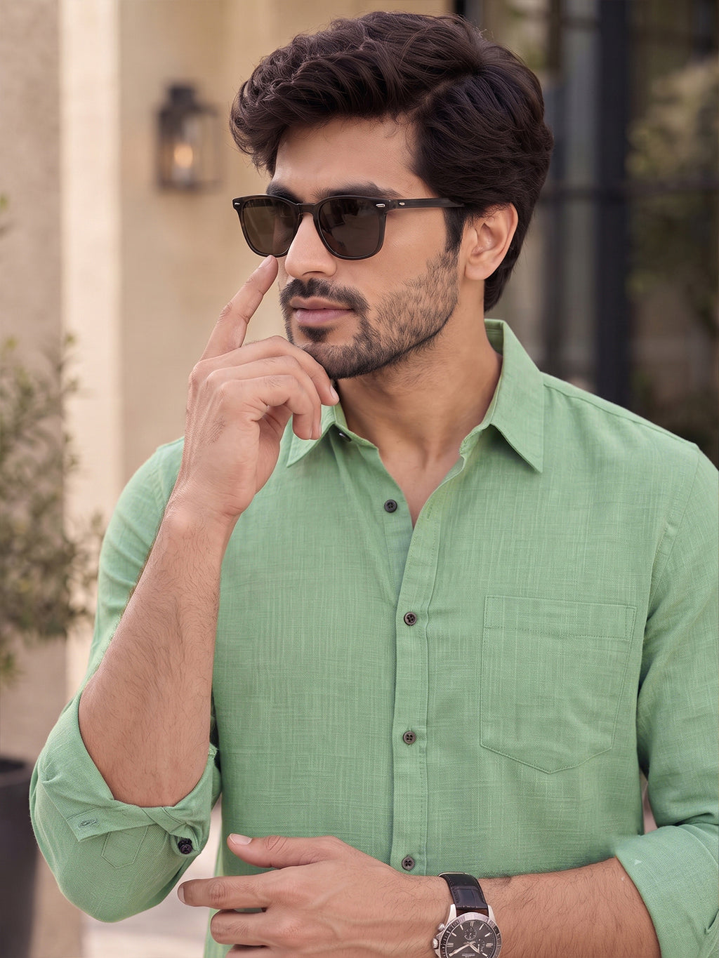 VORA LABEL Men’s Solid Cotton Blend Shirt | Full Sleeve Casual & Formal Shirt