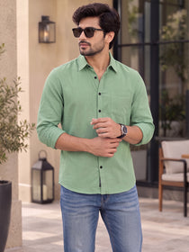 VORA LABEL Men’s Solid Cotton Blend Shirt | Full Sleeve Casual & Formal Shirt