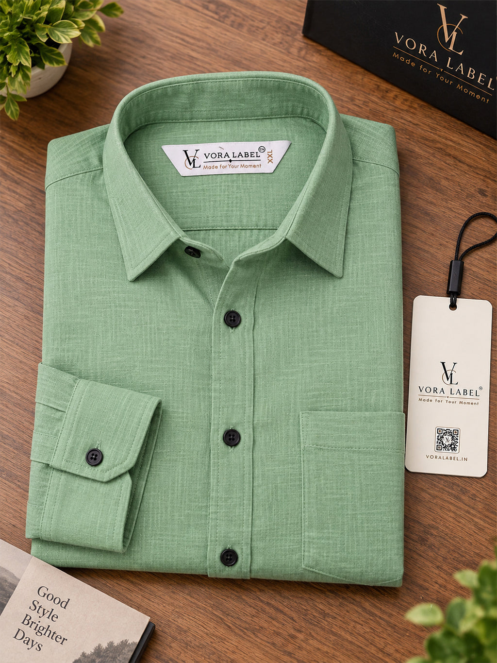 VORA LABEL Men’s Solid Cotton Blend Shirt | Full Sleeve Casual & Formal Shirt