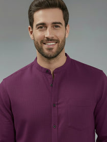 VORA LABEL Men Cotton Regular Fit Mandarin Collar Casual Shirt - Pink