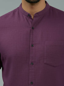 VORA LABEL Men Cotton Regular Fit Mandarin Collar Casual Shirt - White