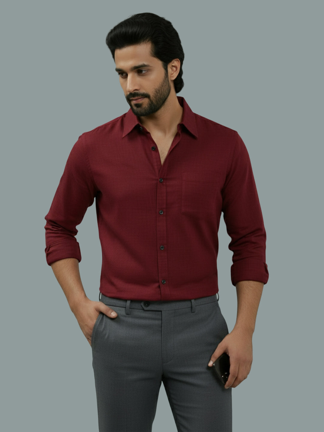 VORA LABEL Men Cotton Regular Fit Spread Collar Casual Shirt - Green