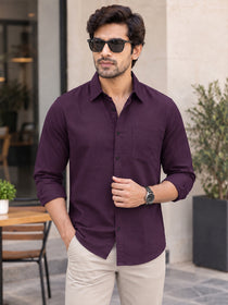 VORA LABEL Men’s Solid Cotton Blend Shirt | Full Sleeve Casual & Formal Shirt