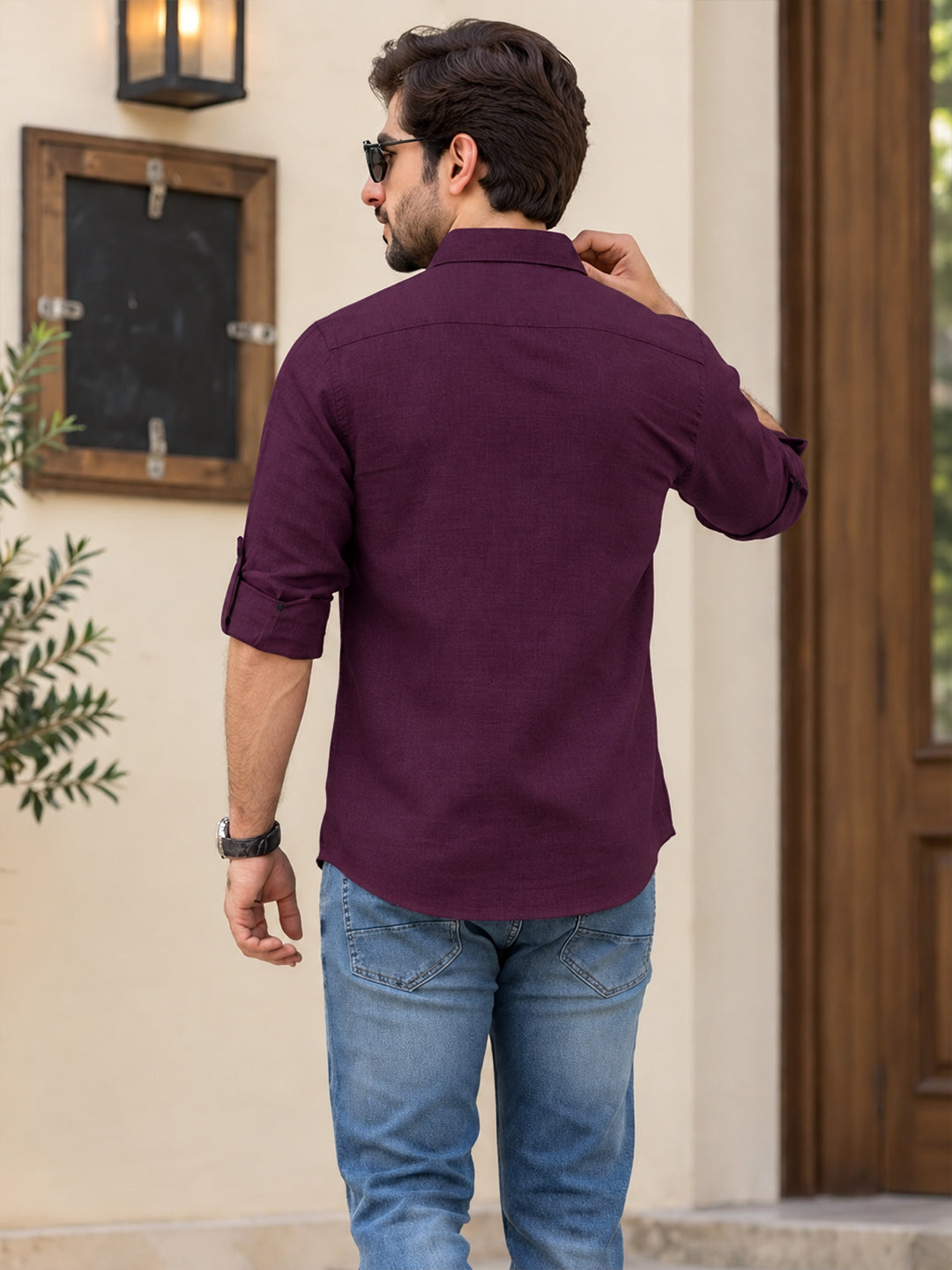 VORA LABEL Men’s Cotton Blend Solid Kurta | Mandarin Collar Full Sleeve Kurta with Pocket | Casual & Festive Wear