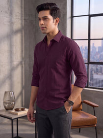 VORA LABEL Men Cotton Solid Regular Fit Casual Shirt - Magenta