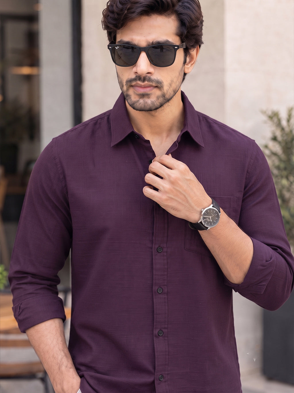 VORA LABEL Men’s Solid Cotton Blend Shirt | Full Sleeve Casual & Formal Shirt