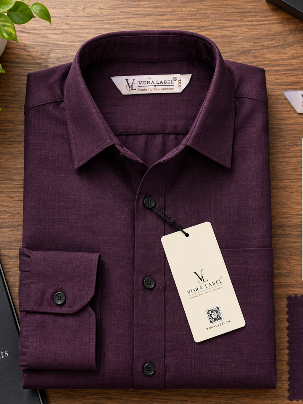 VORA LABEL Men’s Solid Cotton Blend Shirt | Full Sleeve Casual & Formal Shirt