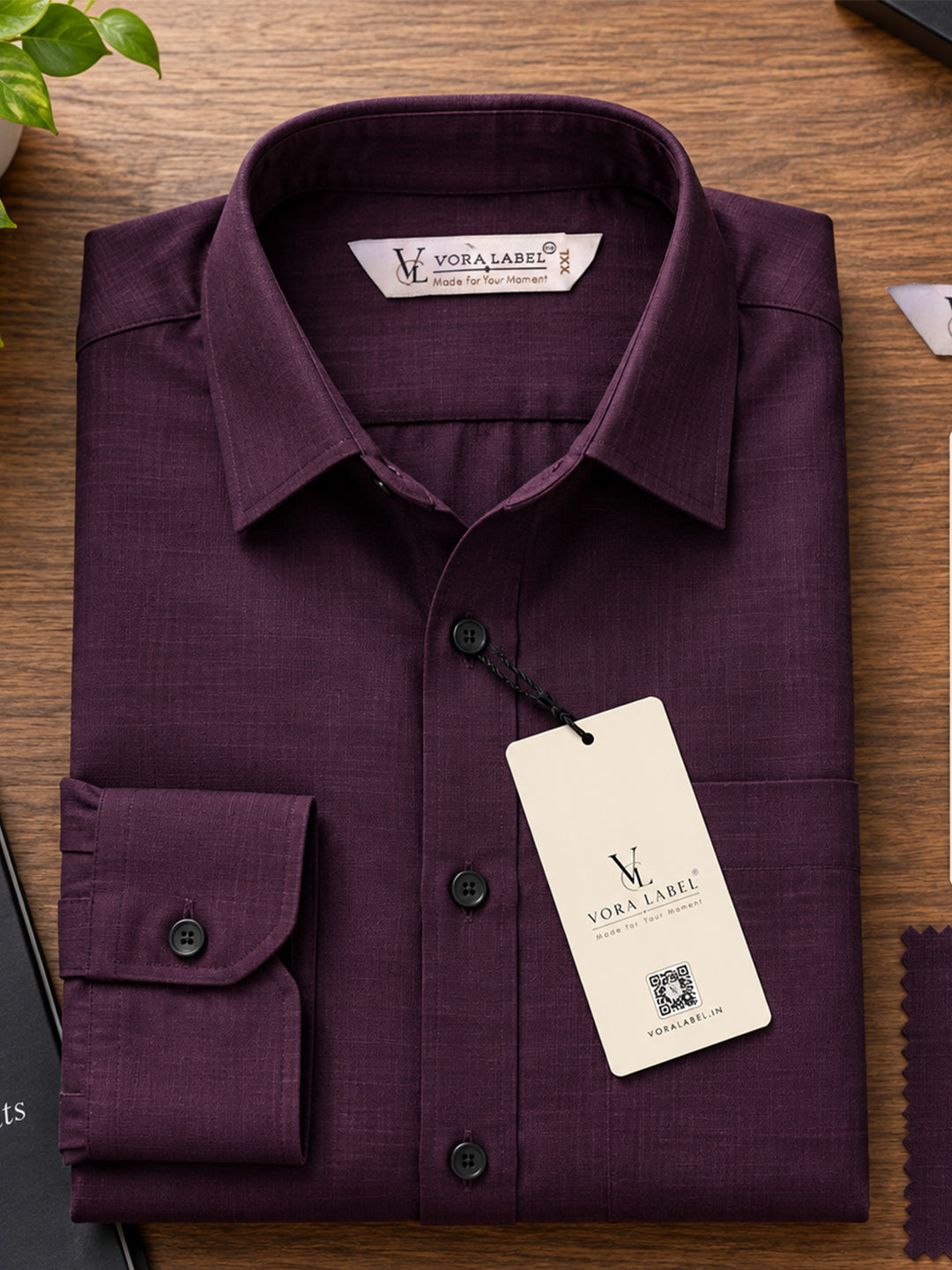 VORA LABEL Men’s Solid Cotton Blend Shirt | Full Sleeve Casual & Formal Shirt