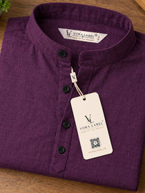 VORA LABEL Men’s Cotton Blend Solid Kurta | Mandarin Collar Full Sleeve Kurta | Casual & Festive Wear