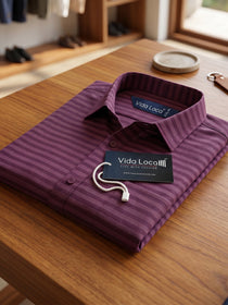 VORA LABEL Men Denim Striped Slim Fit Casual Shirt - Black
