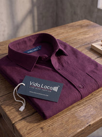 VORA LABEL Men Cotton Solid Regular Fit Casual Shirt - Magenta