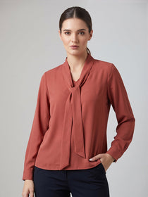 VORA LABEL Women Viscose Rayon Solid Regular Fit Top - Dusty Rose