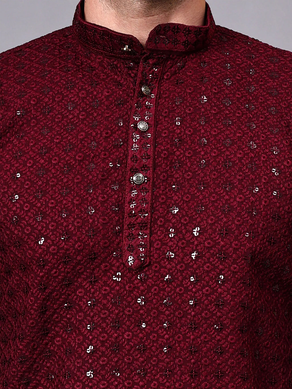 VORA LABEL Men's Premium Maroon Pure Cotton Printed Kurta | Traditional Ethnic Wear for Men