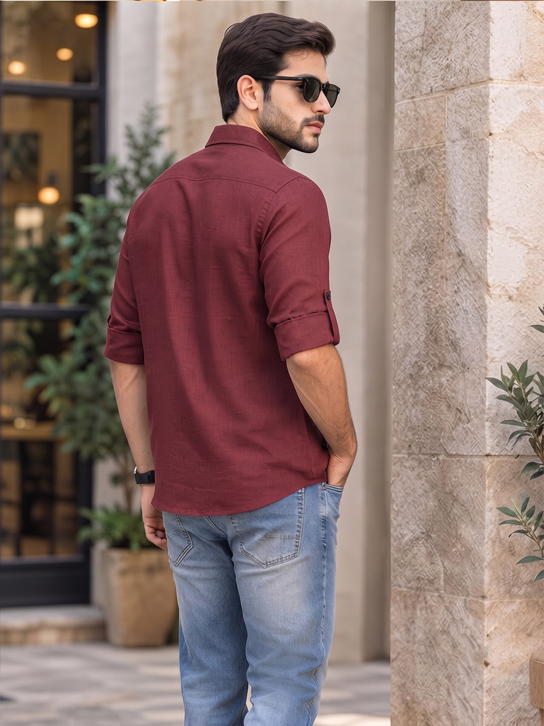 VORA LABEL Men’s Cotton Blend Solid Kurta | Mandarin Collar Full Sleeve Kurta with Pocket | Casual & Festive Wear