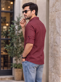 VORA LABEL Men’s Cotton Blend Solid Kurta | Mandarin Collar Full Sleeve Kurta with Pocket | Casual & Festive Wear