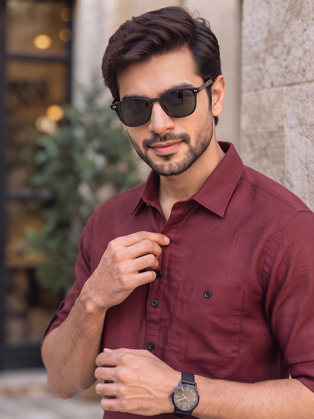VORA LABEL Men’s Cotton Blend Solid Kurta | Mandarin Collar Full Sleeve Kurta with Pocket | Casual & Festive Wear