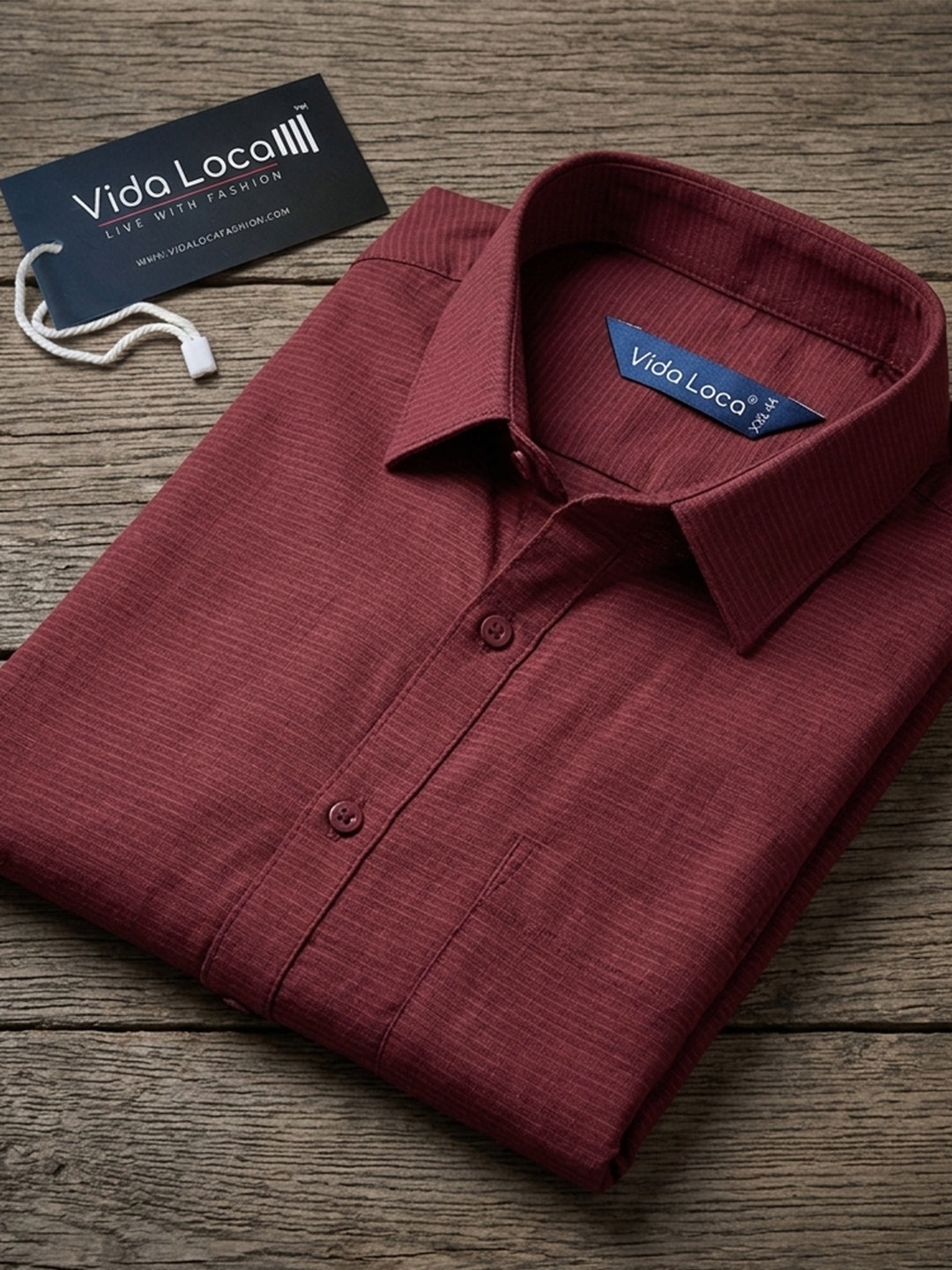 VORA LABEL Men Cotton Solid Regular Fit Casual Shirt - Maroon