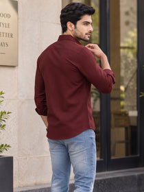 VORA LABEL Men’s Solid Cotton Blend Shirt | Full Sleeve Casual & Formal Shirt