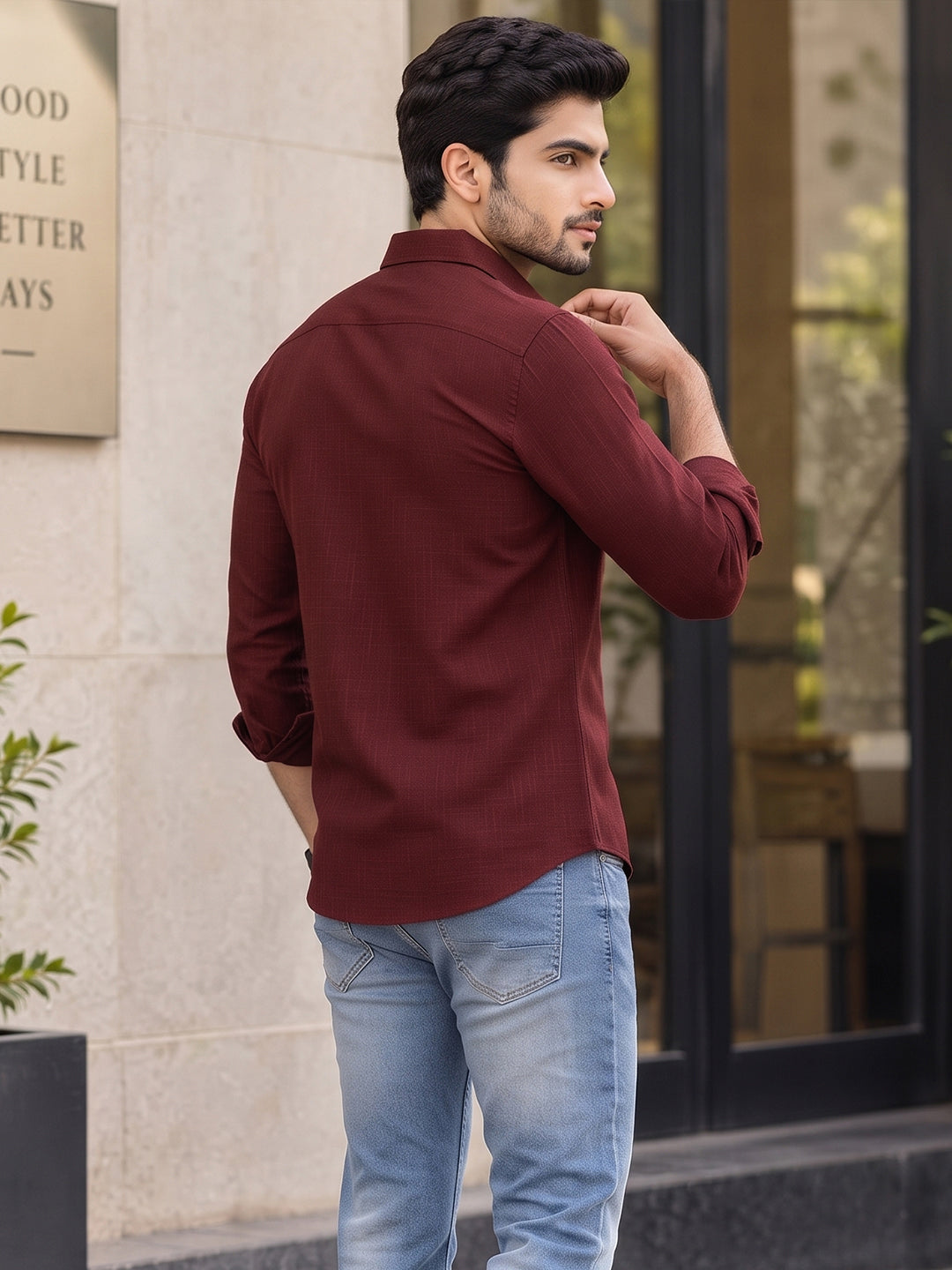 VORA LABEL Men’s Solid Cotton Blend Shirt | Full Sleeve Casual & Formal Shirt