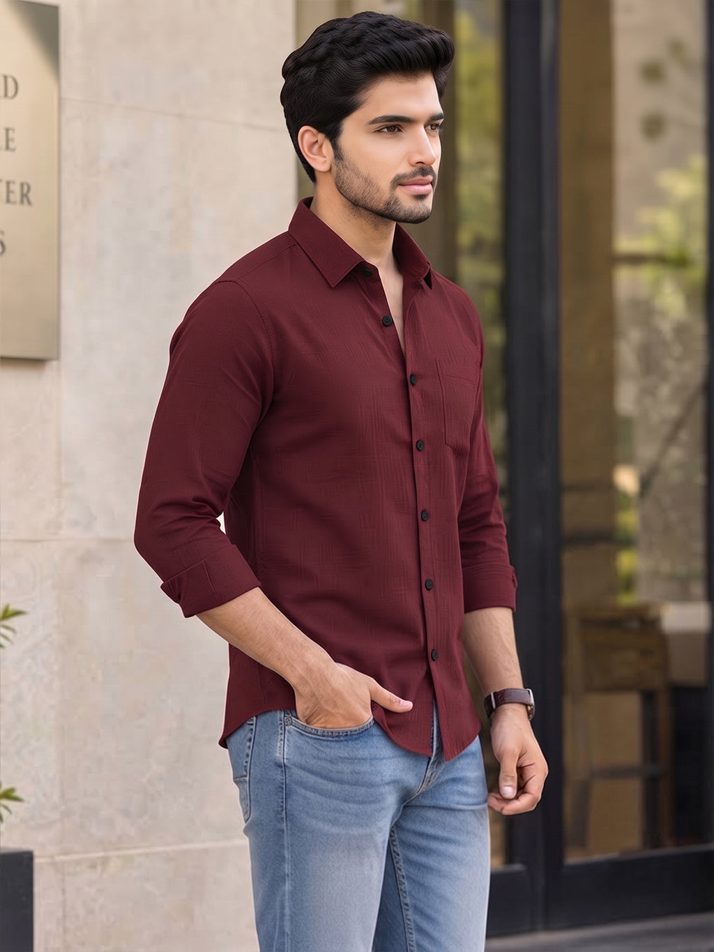 VORA LABEL Men’s Solid Cotton Blend Shirt | Full Sleeve Casual & Formal Shirt