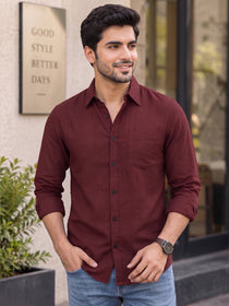 VORA LABEL Men’s Solid Cotton Blend Shirt | Full Sleeve Casual & Formal Shirt