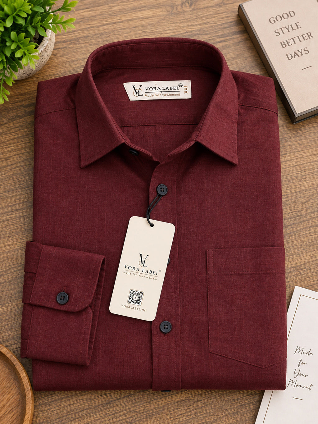 VORA LABEL Men’s Solid Cotton Blend Shirt | Full Sleeve Casual & Formal Shirt