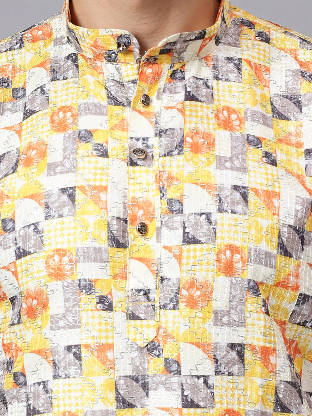 VORA LABEL Men's Premium Pure Cotton Multicolor Printed Kurta | Traditional Ethnic Wear for Men