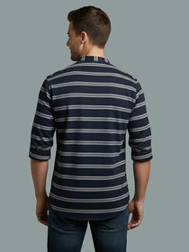 VORA LABEL Men Cotton Striped Spread Collar Short Kurta - White
