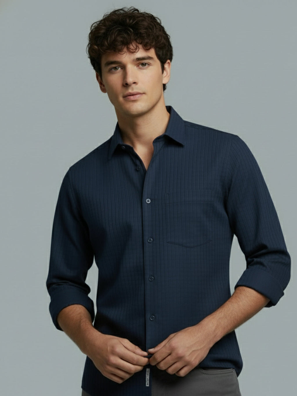 VORA LABEL Men Cotton Solid Regular Fit Spread Collar Casual Shirt - Black