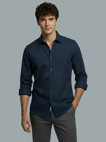 VORA LABEL Men Cotton Solid Regular Fit Spread Collar Casual Shirt - Black