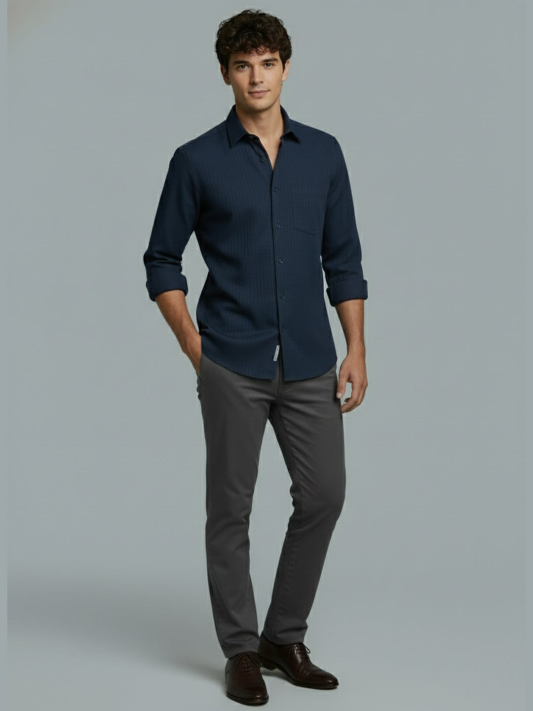 VORA LABEL Men Cotton Solid Regular Fit Spread Collar Casual Shirt - Black