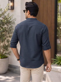 VORA LABEL Men’s Cotton Blend Solid Kurta | Mandarin Collar Full Sleeve Kurta | Casual & Festive Wear