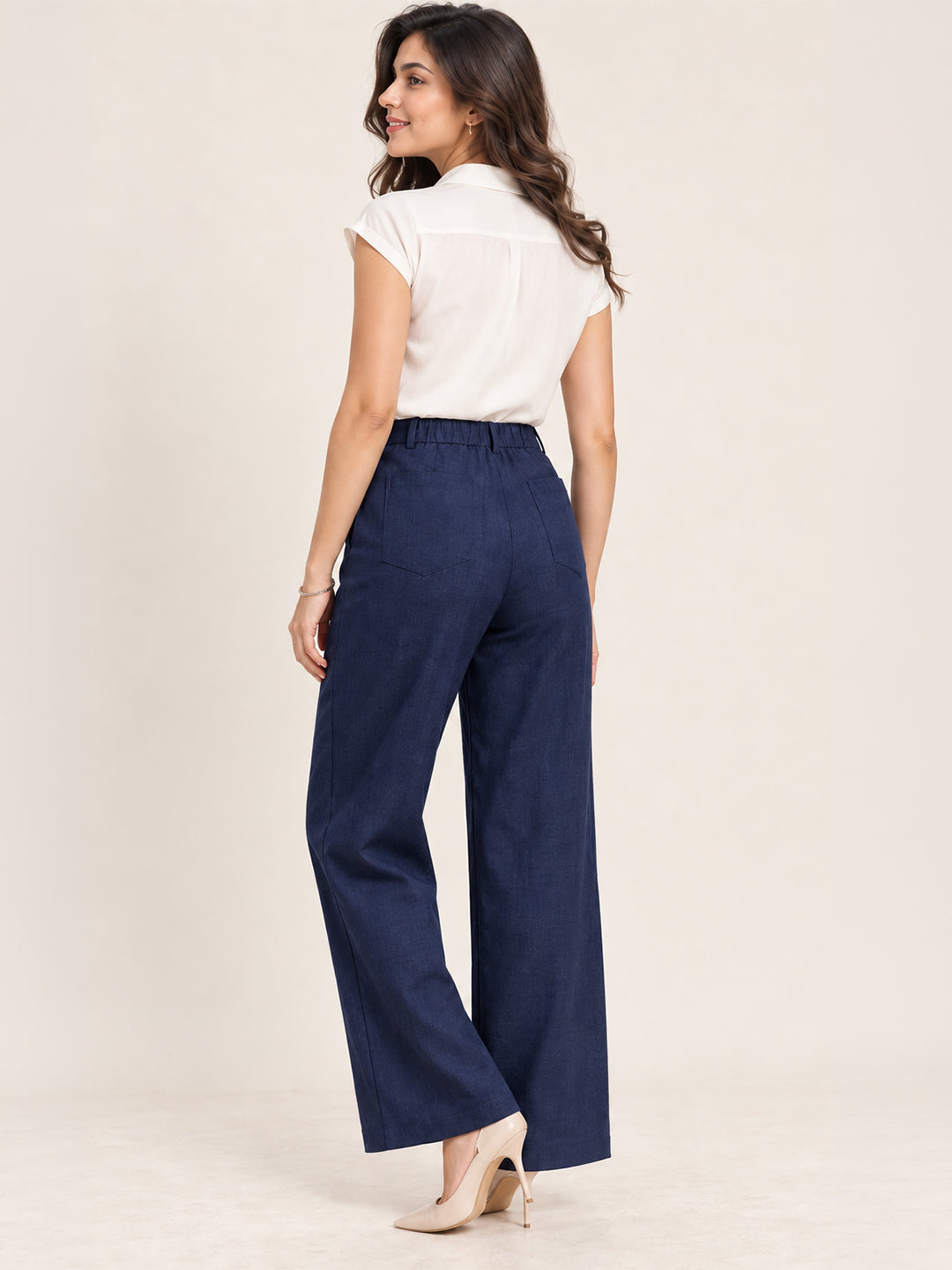 VORA LABEL Navy Blue Color Trousers For Women And Girls Secondary image