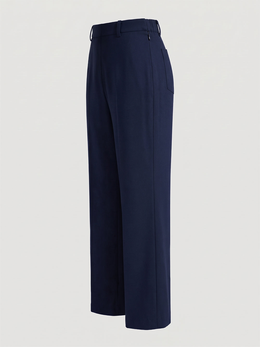 VORA LABEL Women Linen Solid Full Length Wide-Leg Trousers - Navy Blue