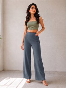 VORA LABEL Women Cotton Solid Relaxed Fit Palazzo Pants - Cream