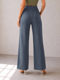 VORA LABEL Women Cotton Solid Relaxed Fit Palazzo Pants - Cream