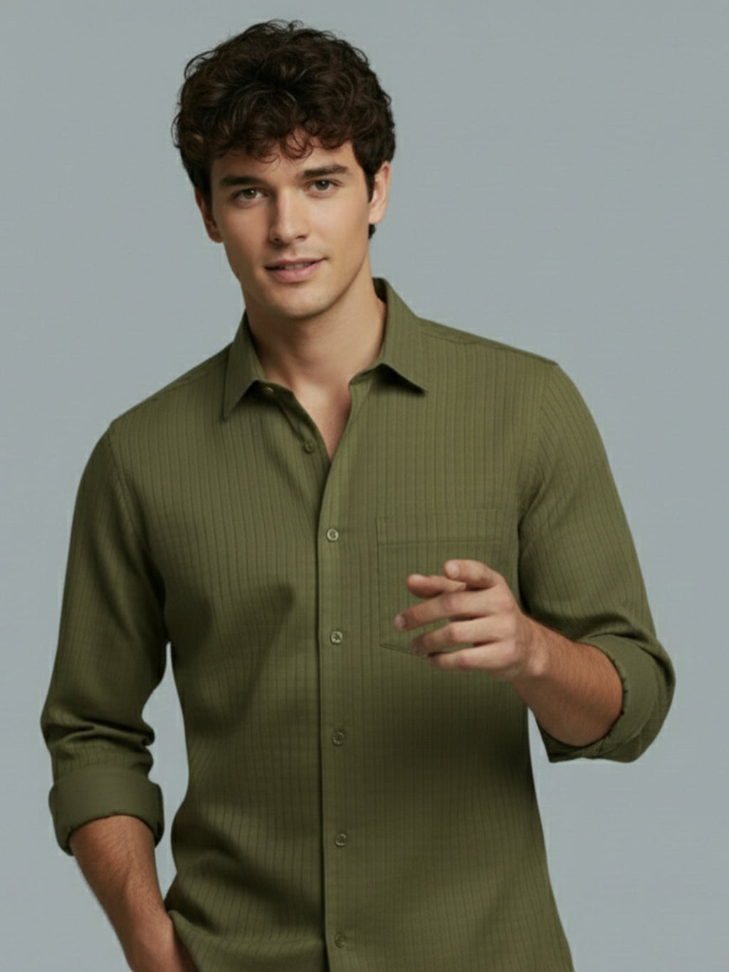 VORA LABEL Men Cotton Solid Regular Fit Spread Collar Casual Shirt - Black